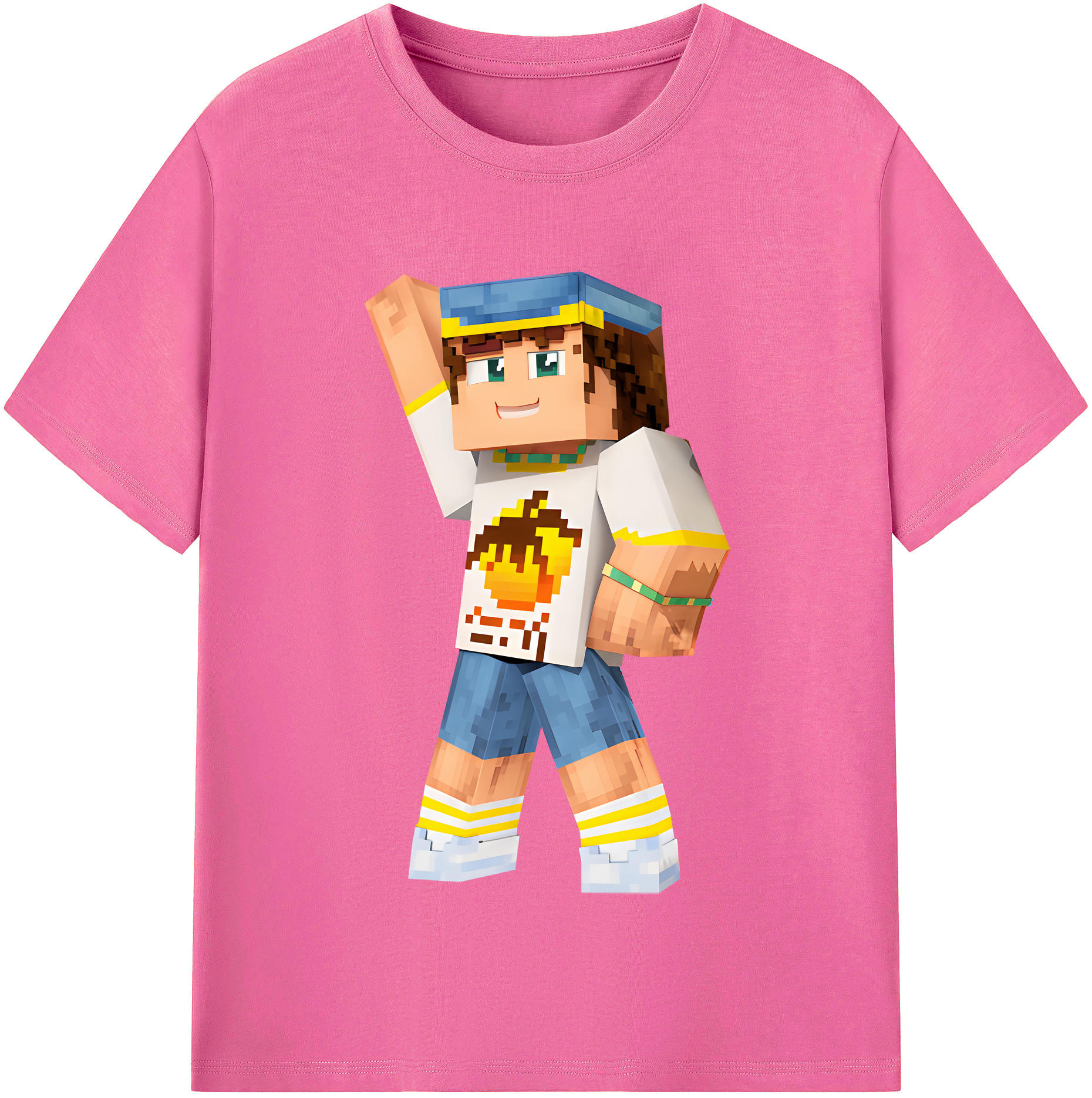 （画像用） マインクラフト ブロックの世界 Minecraft MC Block world レディースカジュアルプリントTシャツ（綿100％）